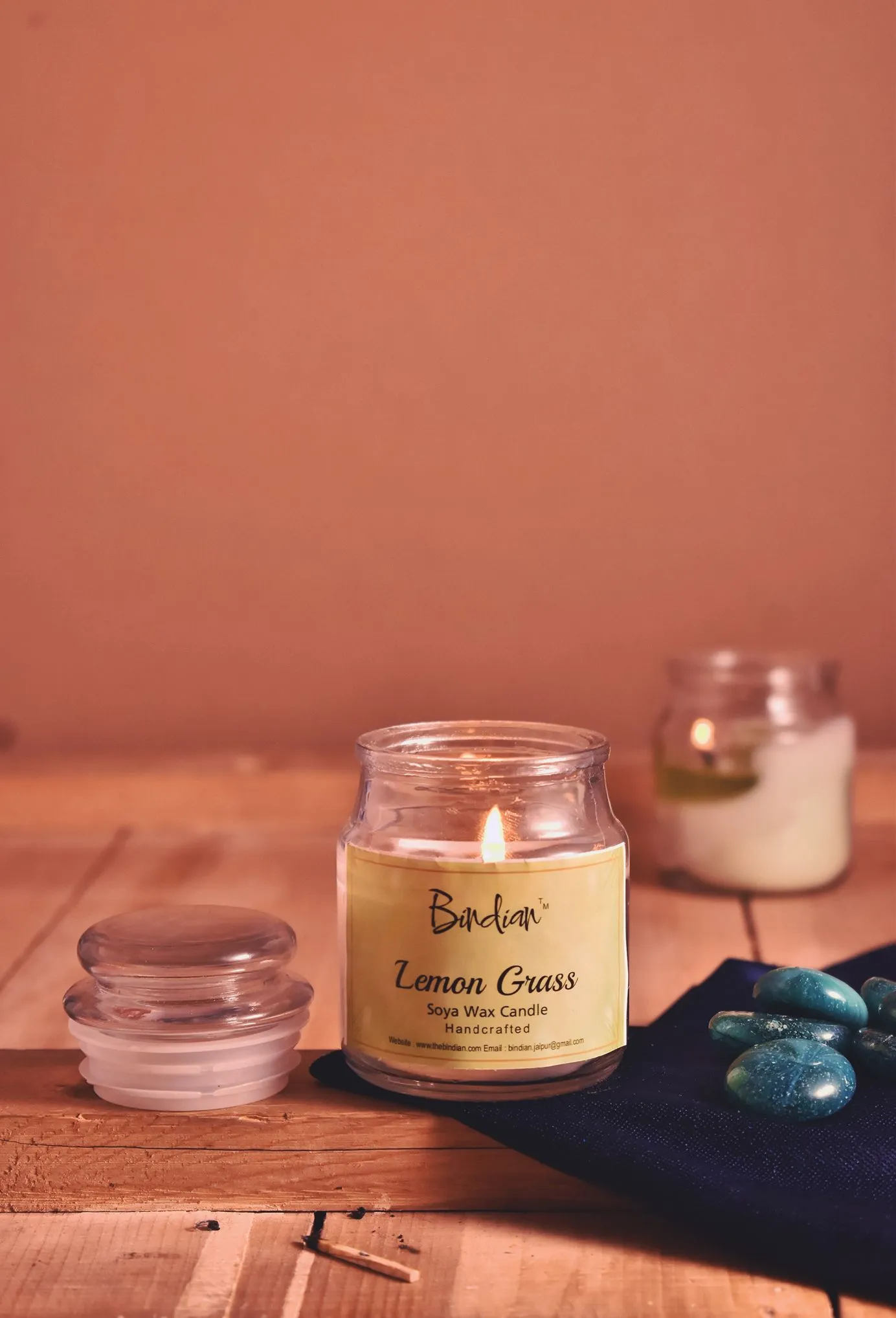 Lemon Grass Flavour Scented Candle, 14-18 Hours Long Burning Time