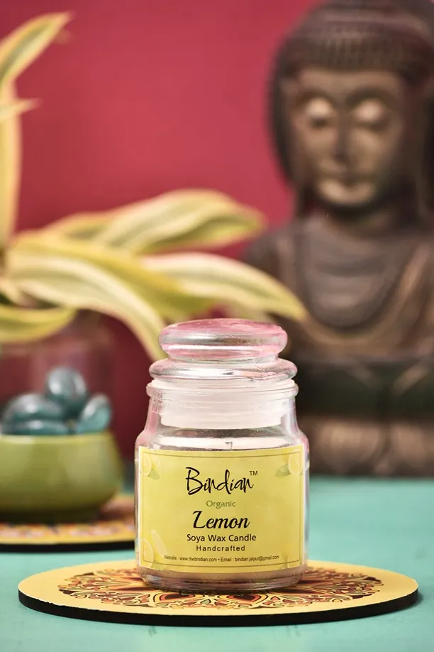 Lemon Flavour Scented Candle, 14-18 Hours Long Burning Time